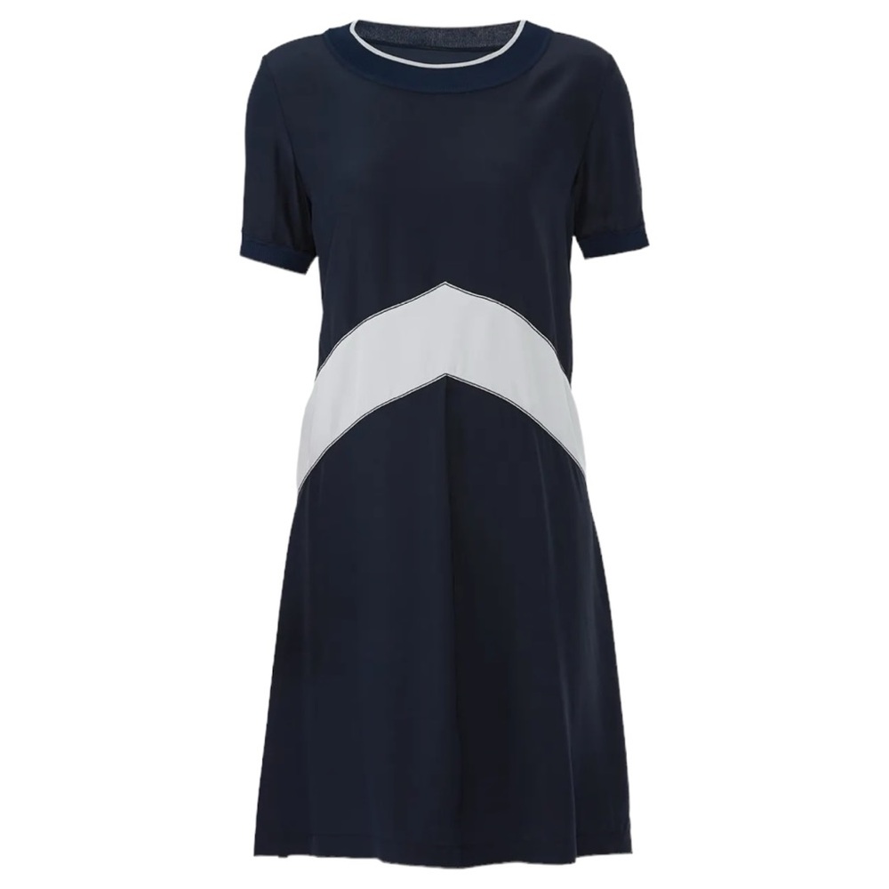 Rag & Bone Navy Blue 100% Silk Chevron Dress - Size Small - Picture 4 of 15